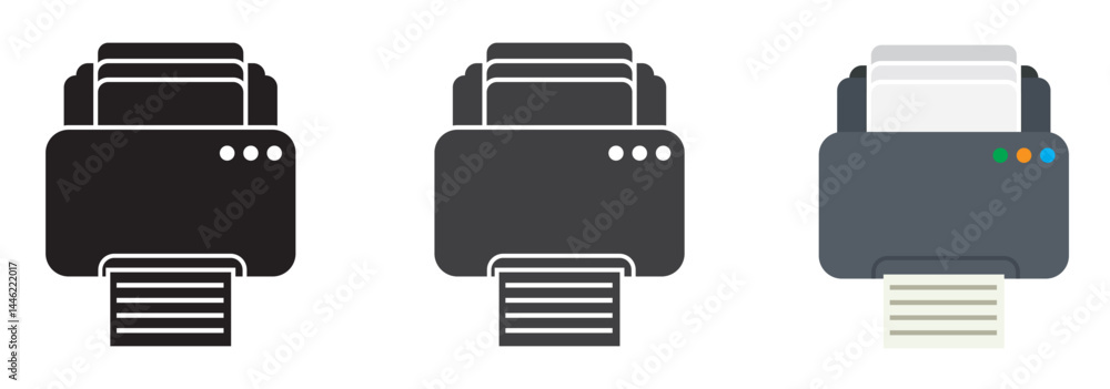 Poster document desktop printer icon set, digital printing vector icons for web design isolated on transpar