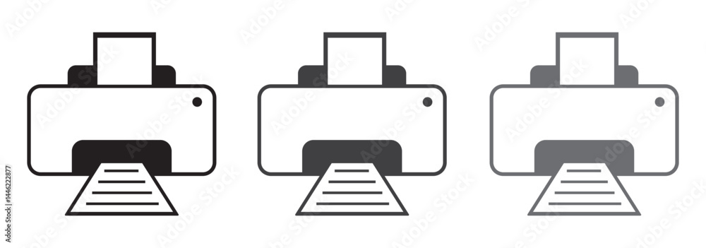 Poster print icon set. printer icon vector