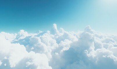 Fototapeta premium Soft white clouds floating over a clear blue sky, peaceful and uplifting scenery ideal for travel themes,