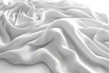 Obraz premium Close-Up of Soft, Flowing White Satin Fabric Elegantly Draped with Gentle Waves and Subtle Sheen