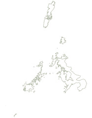 Obraz premium 長崎県 地図 白 イラスト