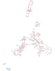長崎県　地図　白　斑点　イラスト