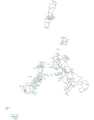 長崎県　地図　白　斑点　イラスト
