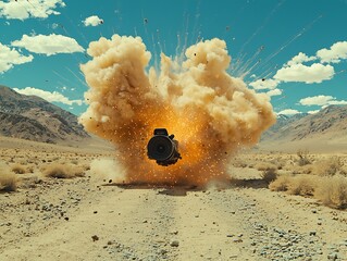 Desert explosion; projectile impact