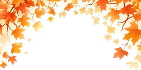 Autumn Maple Leaves Frame White Background