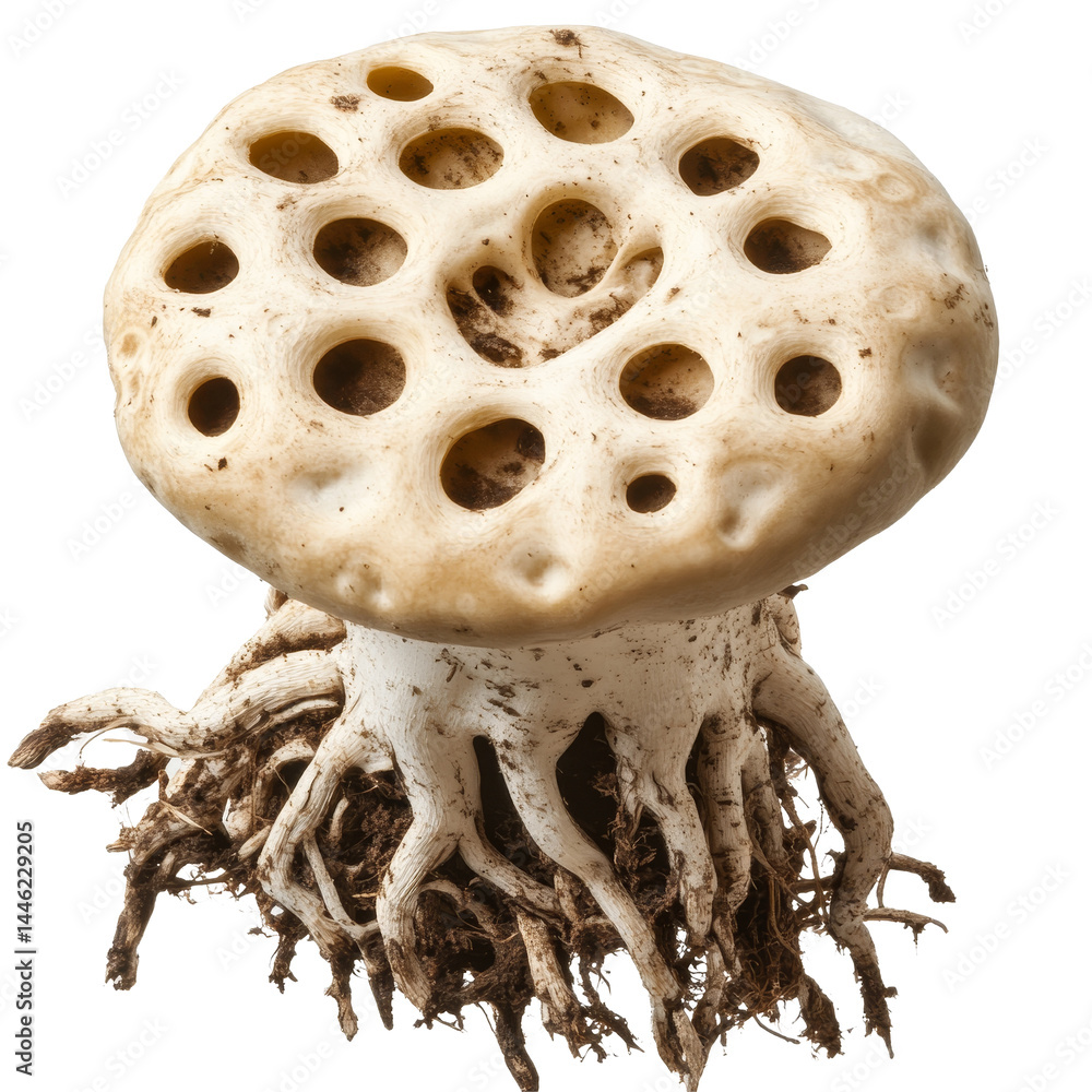 Poster Isolated lotus roots showcasing unique structure and texture against a transparent background for culinary use, Lotus roots isolated on tranparent png