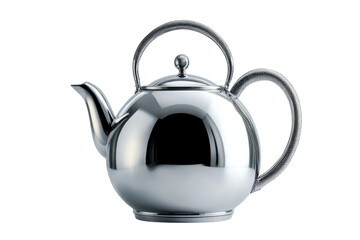 Obraz premium Elegant chrome teapot gleaming reflective surface detailed handle design stylish kitchenware modern