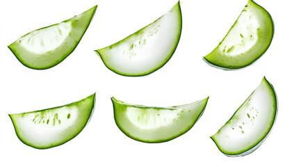 Slices of fresh cucumber isolated on white