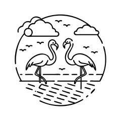flamingos in lake icon, flamingos in lake vector illustration-simple illustration of flamingos in lake, perfect for flamingos in lake logos and icons