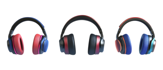 Pack of Gaming Headsets Against Transparent Background for E-Sports Marketing, Audio Branding, or Streaming Gear Design