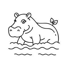 hippo in river icon, hippo in river vector illustration-simple illustration of hippo in river, perfect for hippo in river logos and icons