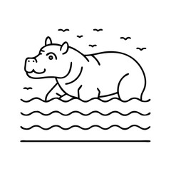 hippo in river icon, hippo in river vector illustration-simple illustration of hippo in river, perfect for hippo in river logos and icons