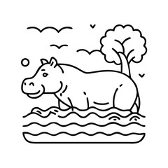 hippo in river icon, hippo in river vector illustration-simple illustration of hippo in river, perfect for hippo in river logos and icons