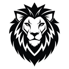 Detailed Lion Head Illustration, Black and White Tribal Style Tattoo Graphics Design