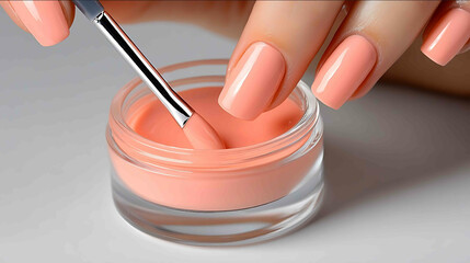 Daylight streams into a pastelcolored nail salon a skilled manicurist painting a womans nails with a soft pink shade