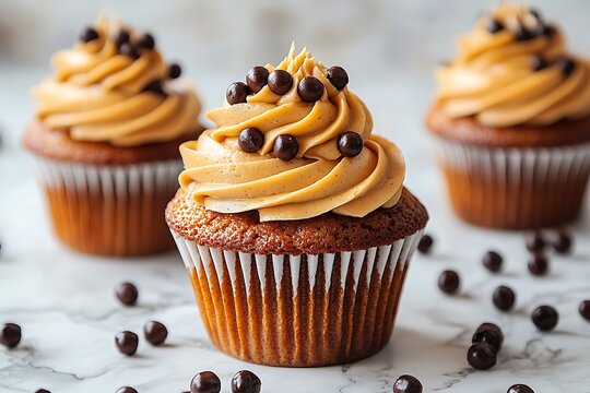 Caramel cupcakes with chocolate sprinkles - Powered by Adobe