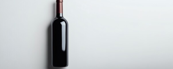 Fototapeta premium A single wine bottle standing upright on a clean white surface