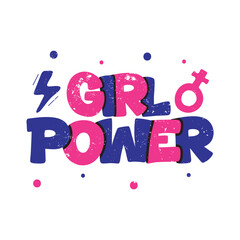 Girl Power Lettering Vector Design.