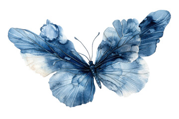 Serene Indigo Butterfly Watercolor Painting delicate wings soft hues artistic beauty