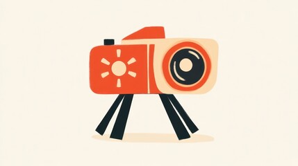 A vibrant camera on a tripod perfect for photography enthusiasts and creative designs