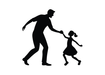 Father and Daughter Silhouette Playing