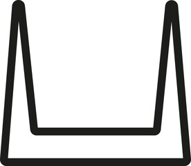 Geometric square with a U-shape and triangular point, rounded corners, and thick outline.