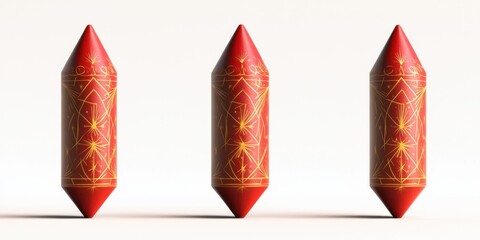 Three Red Geometric Decorative Forms