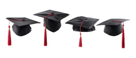 Pack of Graduation Cap Against Transparent Background for Educational Marketing, Graduation Announcements, or Ceremony Designs