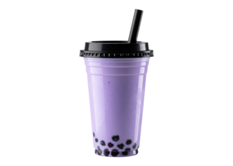 taro bubble tea with black tapioca pearls