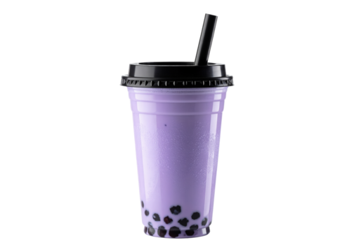 taro bubble tea with black tapioca pearls