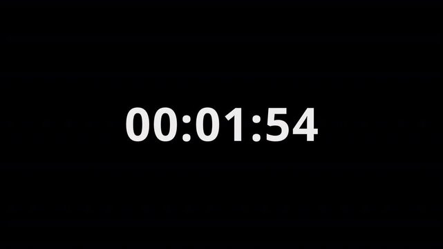 Two minutes countdown animation on a transparent background, 2 minutes countdown timer with alpha channel