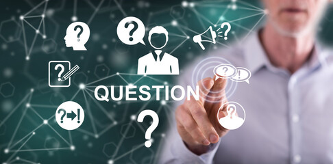 Man touching a question concept