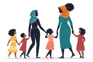 Mother’s Day Silhouette Vector of Pregnant Woman with Baby Bump, Heart, and Family Love – Motherhood Illustration for Greeting Cards and Emotional Design