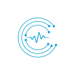 Abstract Data Analysis Logo with Circular Lines and Seismic Waveform