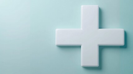 Obraz premium Minimalist healthcare symbol, clean white cross against a soothing pastel background, ideal for medical branding or wellness themes.