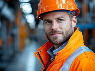 Confident worker in factory