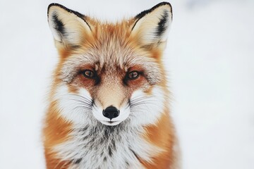 Fototapeta premium Watercolor Fox Close Up - A stunning close-up of a red fox, symbolizing wildness, cunning, beauty, adaptation, and resilience. The is perfect for nature lovers