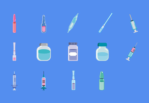 Medical Equipment and Syringe Tools Illustration Set