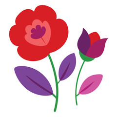 Illustration-red-and-purple-flowers leaves-clip 