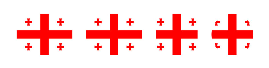 Vector illustration of the Georgia national flag featuring a white background with a large red cross and four smaller red crosses in each corner. Bold and striking design, ideal for educational or pol