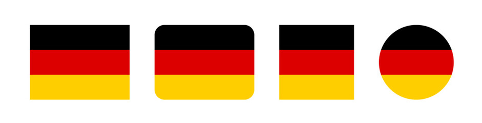 Vector illustration of the Germany national flag with three horizontal stripes in black, red, and gold. Clean, bold design, perfect for educational, political, or international use.