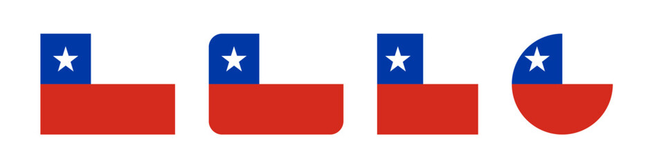 Vector illustration of the Chile national flag with a white star on a blue square and horizontal red and white stripes. Clean and bold design, perfect for political, educational, or international use.