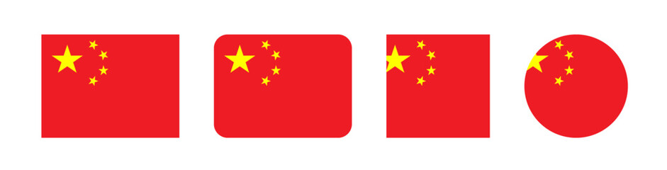 Vector illustration of the China national flag with a red background and five yellow stars in a unique pattern. Bold, iconic design, perfect for political, educational, or international use.