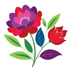 Illustration-red-and-purple-flowers--leaves-clip 
