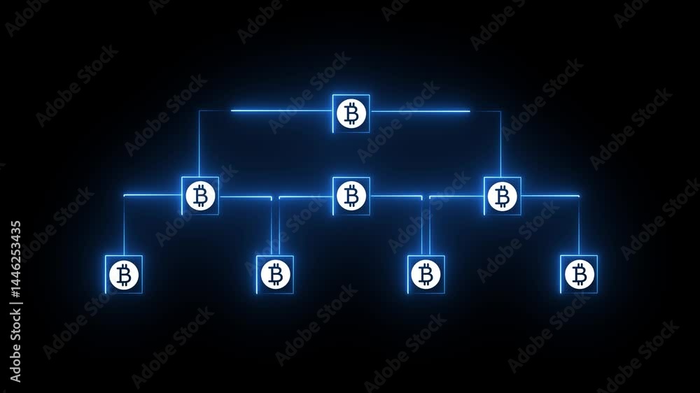 Poster global business concept animation. bit coin sing animation with futuristic global business.