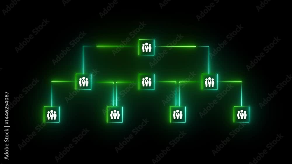 Poster global team work concept animation. team work sing animation with futuristic global business.