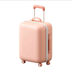 3d icon of suitcase simple clay texture glossy base isometric blender c4d studio lightning Pastel color soft and rounded forms white background no shading details