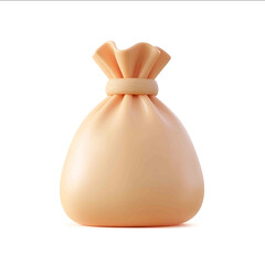 3d icon of money bag simple clay texture glossy base isometric blender c4d studio lightning simple color soft and rounded forms white background no shading details