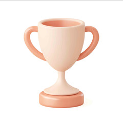 3d icon of trophy simple clay texture glossy base isometric blender c4d studio lightning simple color soft and rounded forms white background no shading details