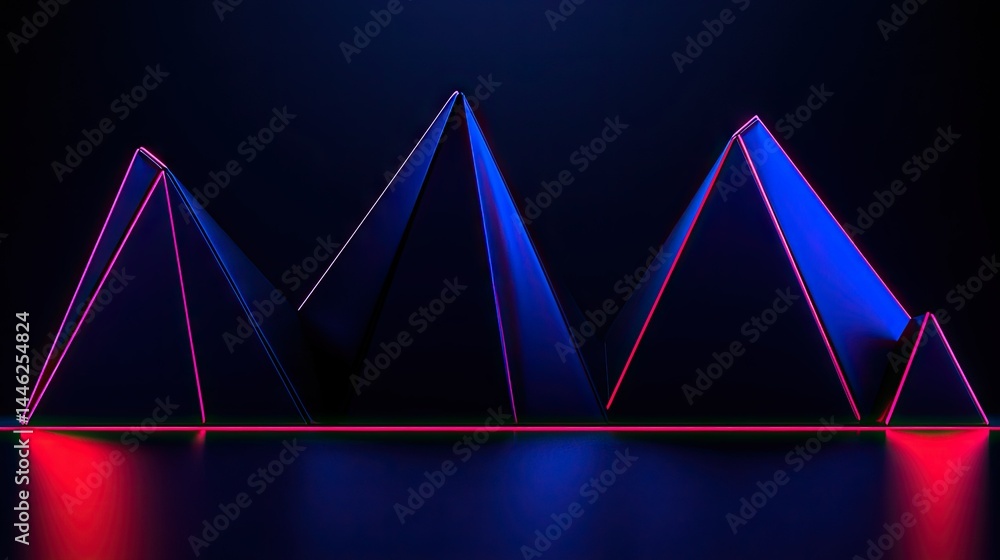 Aufkleber Abstract composition showing neon light highlighting triangular geometric shapes